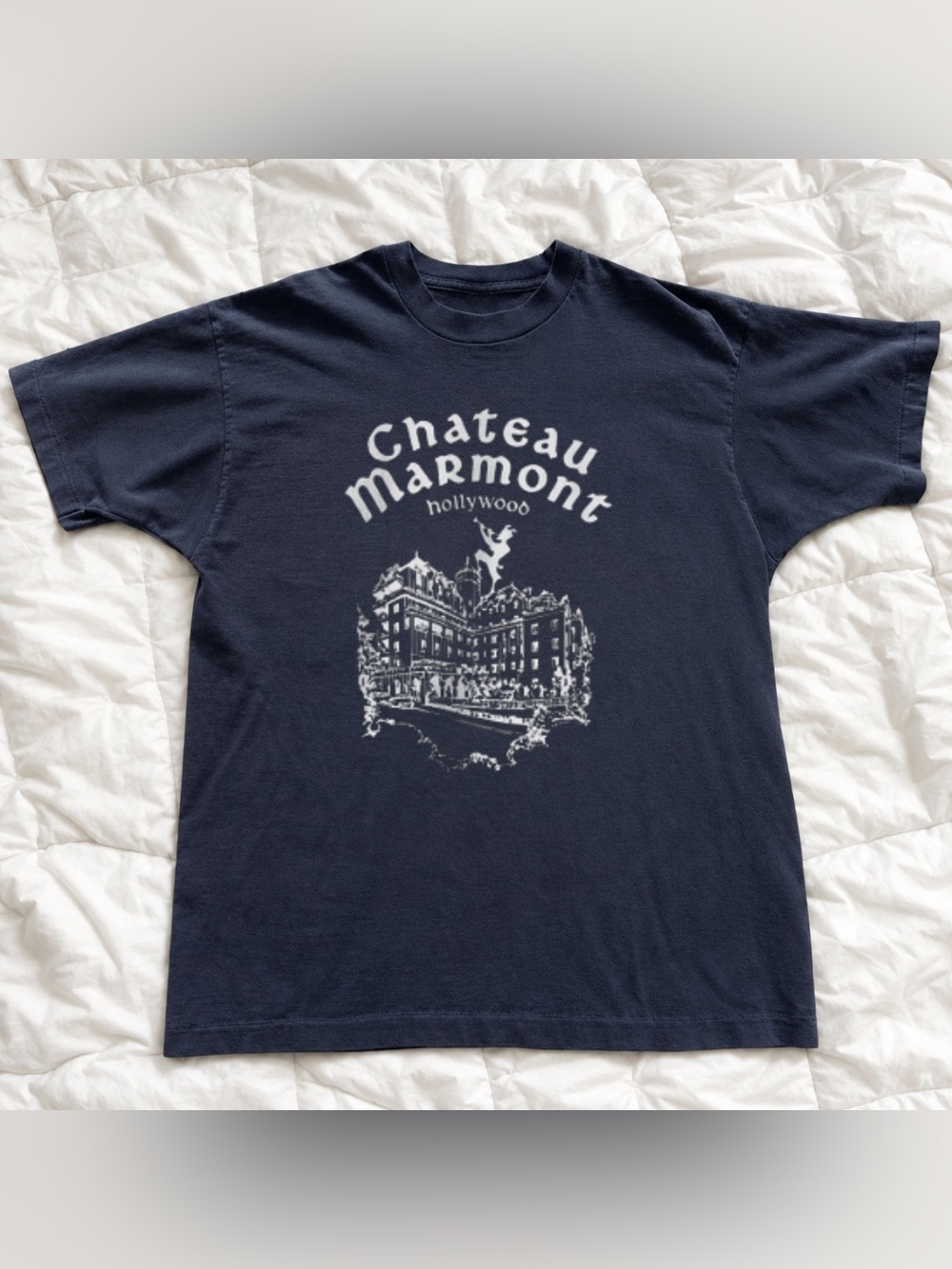 Chateau Marmont Hollywood Graphic Tee, Retro Gildan Black T-Shirt